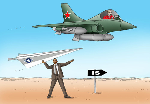 Cartoon: bombs (medium) by Lubomir Kotrha tagged obama,putin,war,peace,syria,world,usa,russia