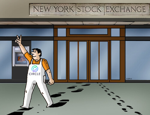 Cartoon: circle (medium) by Lubomir Kotrha tagged circle,nyse,stablecoin,circle,nyse,stablecoin