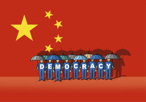 Cartoon: democina (medium) by Lubomir Kotrha tagged hong,kong,china,world,protests,democracy