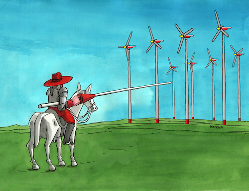 Cartoon: donkichoveter (medium) by Lubomir Kotrha tagged don,quixote,wind,turbines,don,quixote,wind,turbines