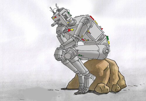 Cartoon: dumorobot (medium) by Lubomir Kotrha tagged artificial,intelligence,artificial,intelligence