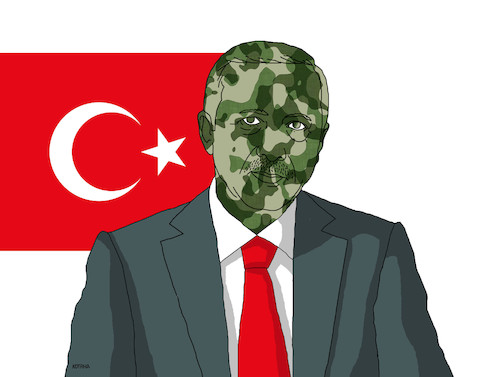 Cartoon: erdomask (medium) by Lubomir Kotrha tagged turkey,syria,kurds,isis,usa,war,erdogan,assad,trump,putin