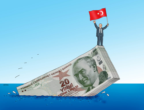 Cartoon: erdosos (medium) by Lubomir Kotrha tagged turkey,turkish,lira,decline,the,fall,dollar,euro,erdogan