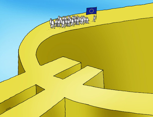 Cartoon: eudokopca (medium) by Lubomir Kotrha tagged euro,europe,union,money,dollar,world