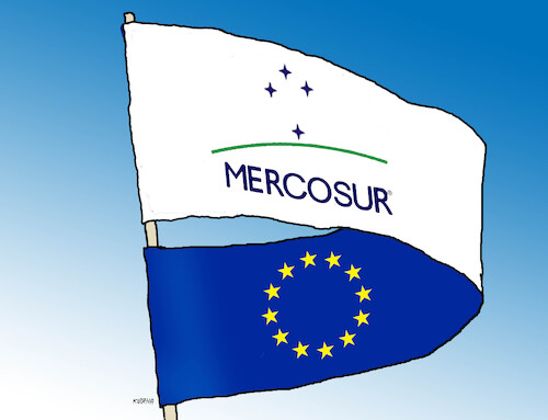 Cartoon: eumercoflag (medium) by Lubomir Kotrha tagged european,union,mecrosur,european,union,mecrosur