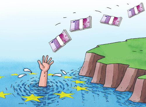 Cartoon: eumoney25 (medium) by Lubomir Kotrha tagged eu,budget,euro,money,eu,budget,euro,money