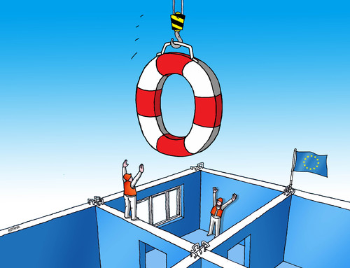 Cartoon: eustavba (medium) by Lubomir Kotrha tagged eu,europe,sos,euro,world