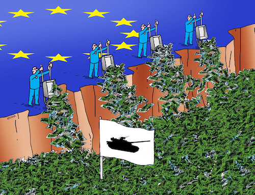 Cartoon: eutanks (medium) by Lubomir Kotrha tagged eu,money,euro,weapons,war,peace,eu,money,euro,weapons,war,peace