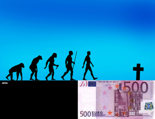 Cartoon: evomoney (medium) by Lubomir Kotrha tagged evolution,money,evolution,money