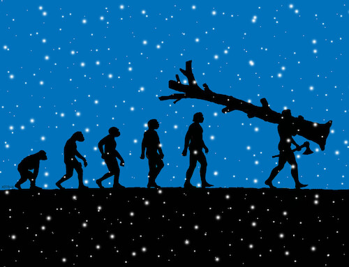 Cartoon: evozimno (medium) by Lubomir Kotrha tagged evolution,winter,snow,evolution,winter,snow