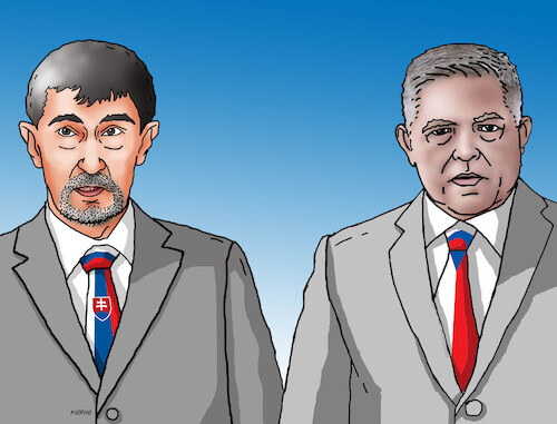 Cartoon: ficobabis26 (medium) by Lubomir Kotrha tagged czech,slovakia,babis,fico,czech,slovakia,babis,fico
