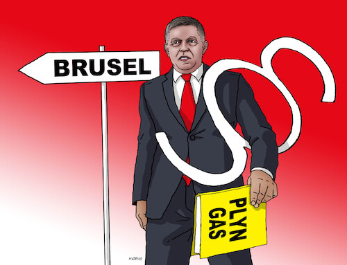 Cartoon: ficobrus-en (medium) by Lubomir Kotrha tagged robert,fico,slovakia,eu,brusel,robert,fico,slovakia,eu,brusel