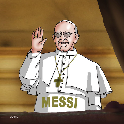 Cartoon: francismessi (medium) by Lubomir Kotrha tagged new,pope,neue,papst,konklave,conclave