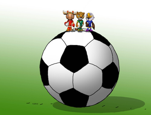 Cartoon: futmaskot (medium) by Lubomir Kotrha tagged football,soccer,world,cup,usa,canada,mexico,football,soccer,world,cup,usa,canada,mexico
