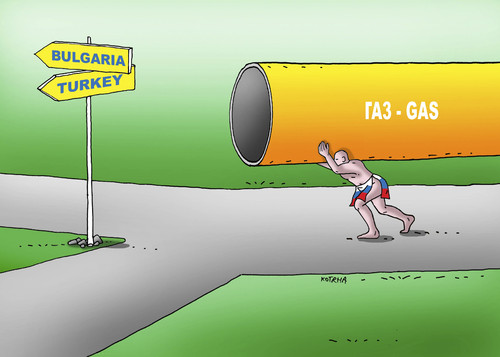 Cartoon: gas (medium) by Lubomir Kotrha tagged south,stream,gas,russia,world,europe,bulgaria,turkey,eu