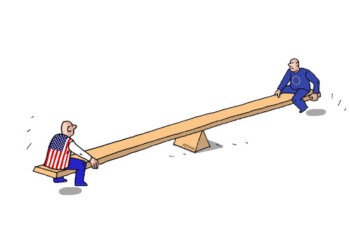 Cartoon: hojdacka (medium) by Lubomir Kotrha tagged usa,money,dollar,dow,jones,wall,street,europe,euro