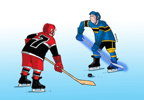 Cartoon: hokhviezdno (medium) by Lubomir Kotrha tagged ice,hockey,winter,championships,canada