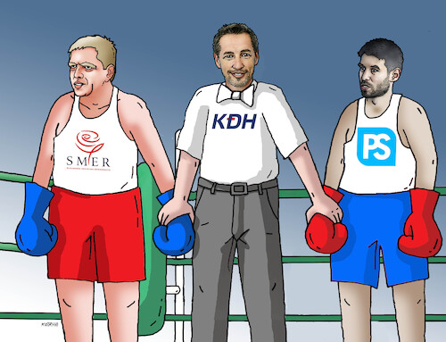 Cartoon: kdhbox (medium) by Lubomir Kotrha tagged slovakia,elections,new,government,greek,way,debts,slovakia,elections,new,government,greek,way,debts