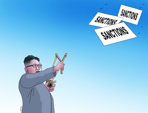 Cartoon: kimsanctions (medium) by Lubomir Kotrha tagged sanctions,world,nordcorea,kim,peace,war,atom
