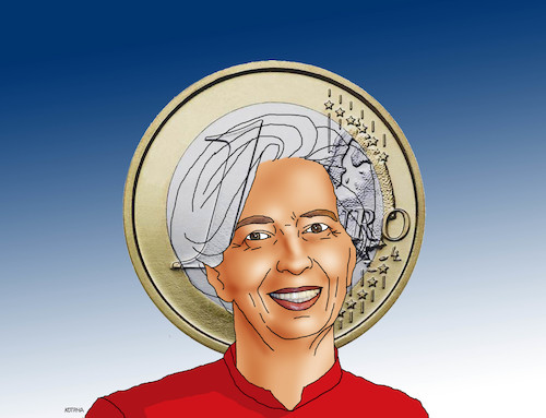 Cartoon: lagarde (medium) by Lubomir Kotrha tagged eu,ecb,draghi,lagarde,euro