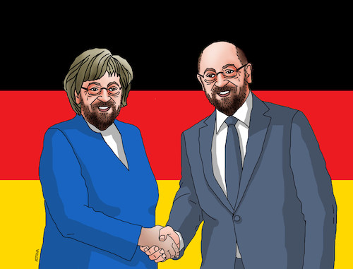 Cartoon: merkelovci (medium) by Lubomir Kotrha tagged germany,governmental,coalition,merkel,schulz,europe,euro,the,world