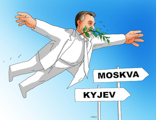 Cartoon: orbanholubica (medium) by Lubomir Kotrha tagged orban,moskva,kyjev,war,orban,moskva,kyjev,war