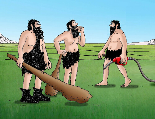 Cartoon: prapump (medium) by Lubomir Kotrha tagged fuel,problem,in,prehistoric,times,fuel,problem,in,prehistoric,times