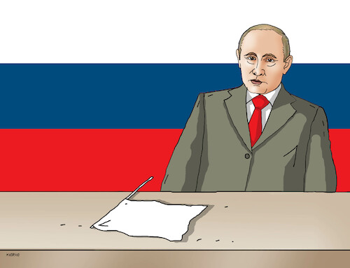 Cartoon: putbielo (medium) by Lubomir Kotrha tagged putin,russia,the,war,mobilization,ukraine,putin,russia,the,war,mobilization,ukraine