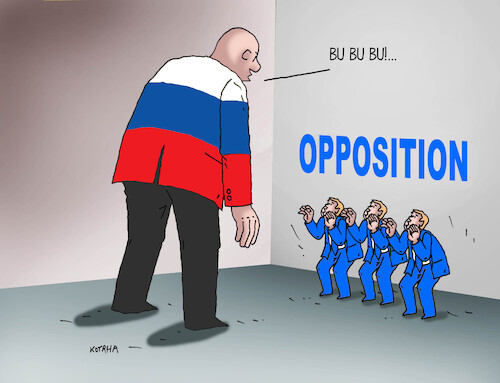 Cartoon: rusopozic-en (medium) by Lubomir Kotrha tagged putin,russia,opposition,navalnyj,putin,russia,opposition,navalnyj