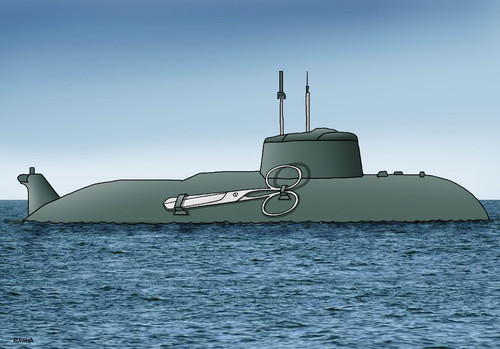 Cartoon: submar (medium) by Lubomir Kotrha tagged submarines,and,undersea,internet,cables