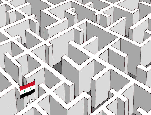 Cartoon: syriabludisk (medium) by Lubomir Kotrha tagged assad,syria,war,trump,putin,usa,russia,world