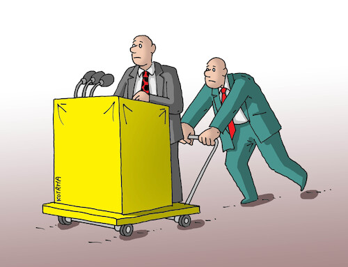 Cartoon: tributla-far (medium) by Lubomir Kotrha tagged politicians,speakers,and,speeches,promises,tribunes,microphones,politicians,speakers,and,speeches,promises,tribunes,microphones