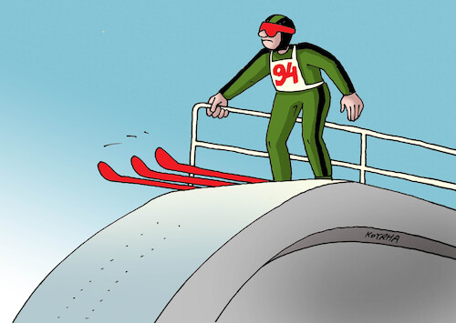 Cartoon: trojlyzskok (medium) by Lubomir Kotrha tagged italy,winter,olympics,italy,winter,olympics