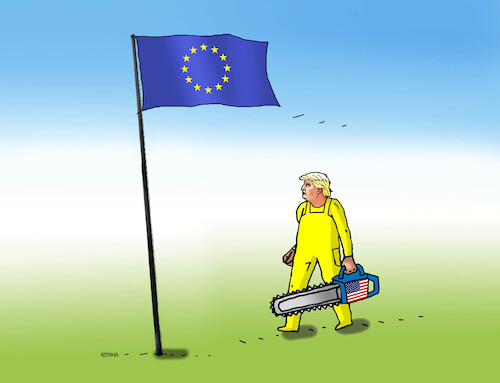 Cartoon: trumpeu26 (medium) by Lubomir Kotrha tagged donal,trump,usa,world,eu,venezuela,greenland,etc,donal,trump,usa,world,eu,venezuela,greenland,etc