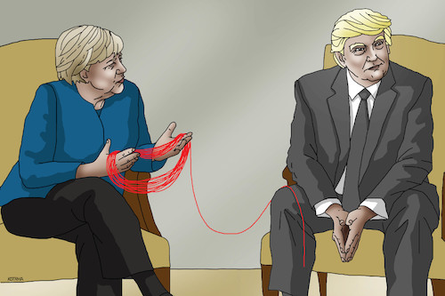 Cartoon: trumpklbko (medium) by Lubomir Kotrha tagged angela,merkel,donald,trump,usa,germany,dollar,euro