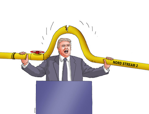 Cartoon: trumpnordzlom (medium) by Lubomir Kotrha tagged gas,nord,stream,putin,trump,russia,usa,germany,sanctions