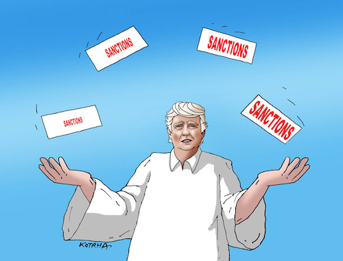 Cartoon: trumpzongler (medium) by Lubomir Kotrha tagged sanctions,russia,usa,putin,trump,rubel,dollar