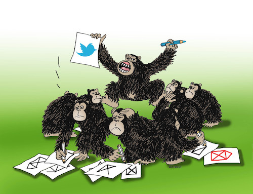 Cartoon: twitter (medium) by Lubomir Kotrha tagged social,networks,internet,digital,world,people,computers