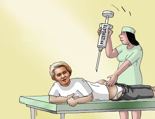 Cartoon: ursulvakcin (medium) by Lubomir Kotrha tagged ursula,von,der,leyen,eu,pfizergate,ursula,von,der,leyen,eu,pfizergate