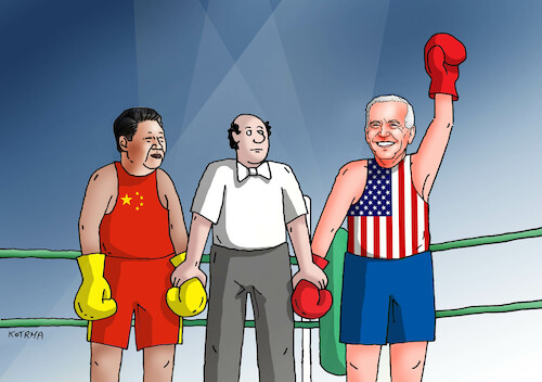 Cartoon: usachinabox (medium) by Lubomir Kotrha tagged china,usa,dollar,economy,money,china,usa,dollar,economy,money