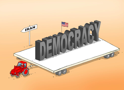 Cartoon: usademoc26 (medium) by Lubomir Kotrha tagged usa,iran,war,democracy,usa,iran,war,democracy