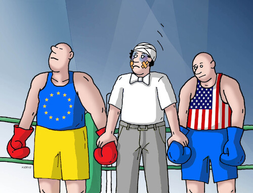 Cartoon: usaeubox (medium) by Lubomir Kotrha tagged usa,eu,dollar,euro,usa,eu,dollar,euro