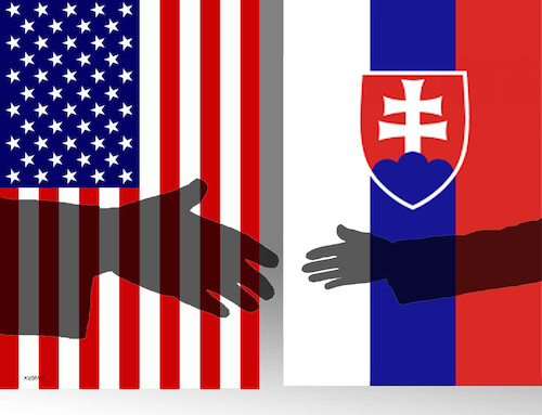 Cartoon: usaruka (medium) by Lubomir Kotrha tagged usa,slovakia,usa,slovakia