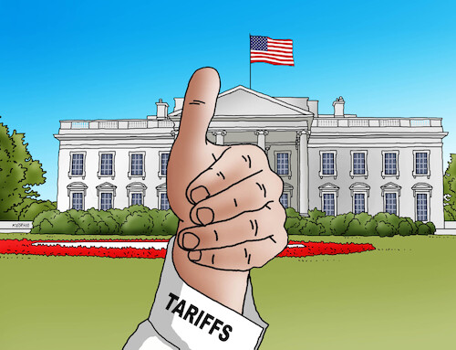 Cartoon: tariffs Donald Trump USA (medium) by Lubomir Kotrha tagged tariffs,donald,trump,usa,tariffs,donald,trump,usa