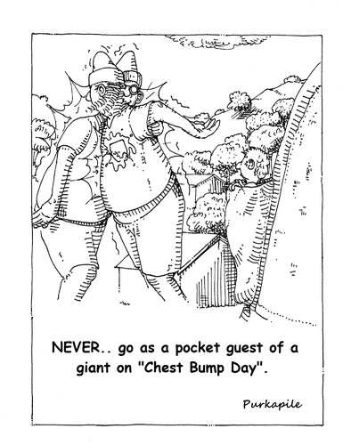 Cartoon: pocket guest (medium) by armadillo tagged giant,pocket,man,chest,bump