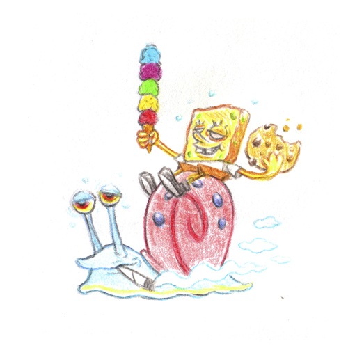 Cartoon: Munchie Sponge riding Gary (medium) by Trippy Toons tagged spongebob,sponge,bob,squarepants,gary,snail,schnecke,schwammkopf,eyes,augen,bloodshot,cannabis,marihuana,marijuana,stoner,stoned,kiffer,kiffen,weed,ganja,smoke,smoking,rauch,rauchen,cookie,cookies,keks,ice,cream,eis,eiswaffel,munchies