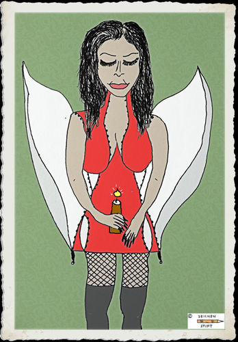 Cartoon: Adventsengel (medium) by zeichenstift tagged christmas,flying,flügel,contemplation,sexy,woman,angel,sin,weihnachten,new,year,erotic,beautiful,female