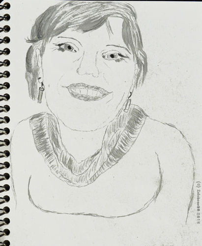 Cartoon: Female Portrait (medium) by zeichenstift tagged pencil,drawing,portrait,porträt,happy,girl,woman,beauty,face