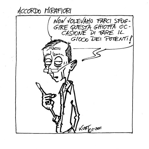 Cartoon: Accordo Mirafiori (medium) by kurtsatiriko tagged fassino