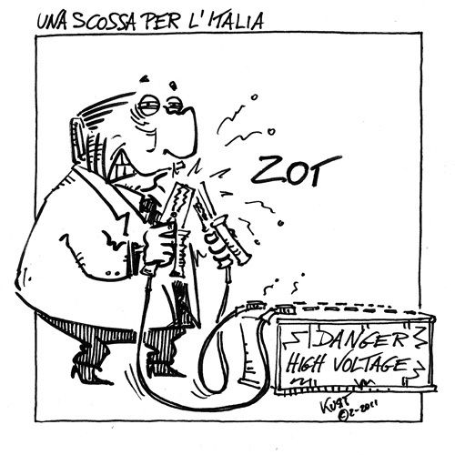 Cartoon: La scossa per l_Italia (medium) by kurtsatiriko tagged berlusconi